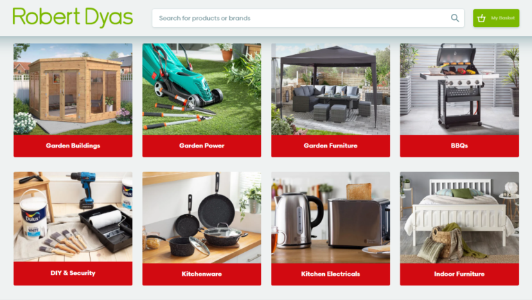 Robert Dyas UK Cover Image showing range of Garden Furniture, DIY, Electricals & Homewares